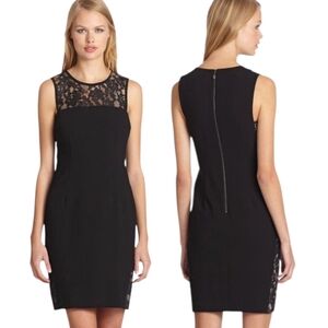 TRINA TURK Black Sleeveless Lace Trim Cocktail Dress - Size 10